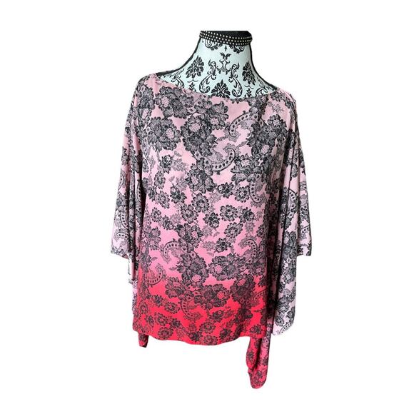 Vince Camuto Floral Print Ombre Poncho size Small - Picture 5 of 6
